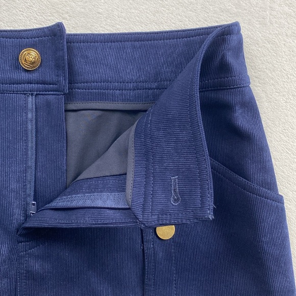 Vee International Brand Corduroy Button Detailed Lined Midi Skirt (Navy/Gold) - Picture 9 of 14